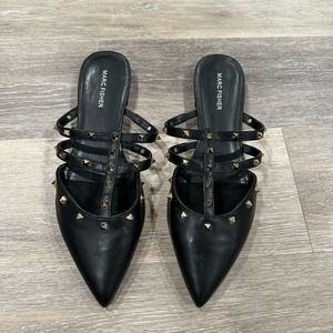 Marc Fisher Black Studded Mules